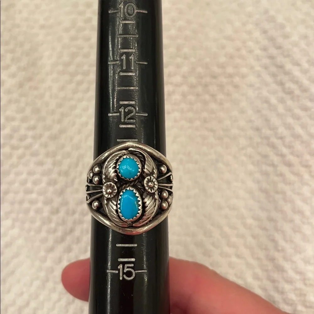 Sterling Turquoise Ring Size 13.5 Native American - Picture 2 of 11
